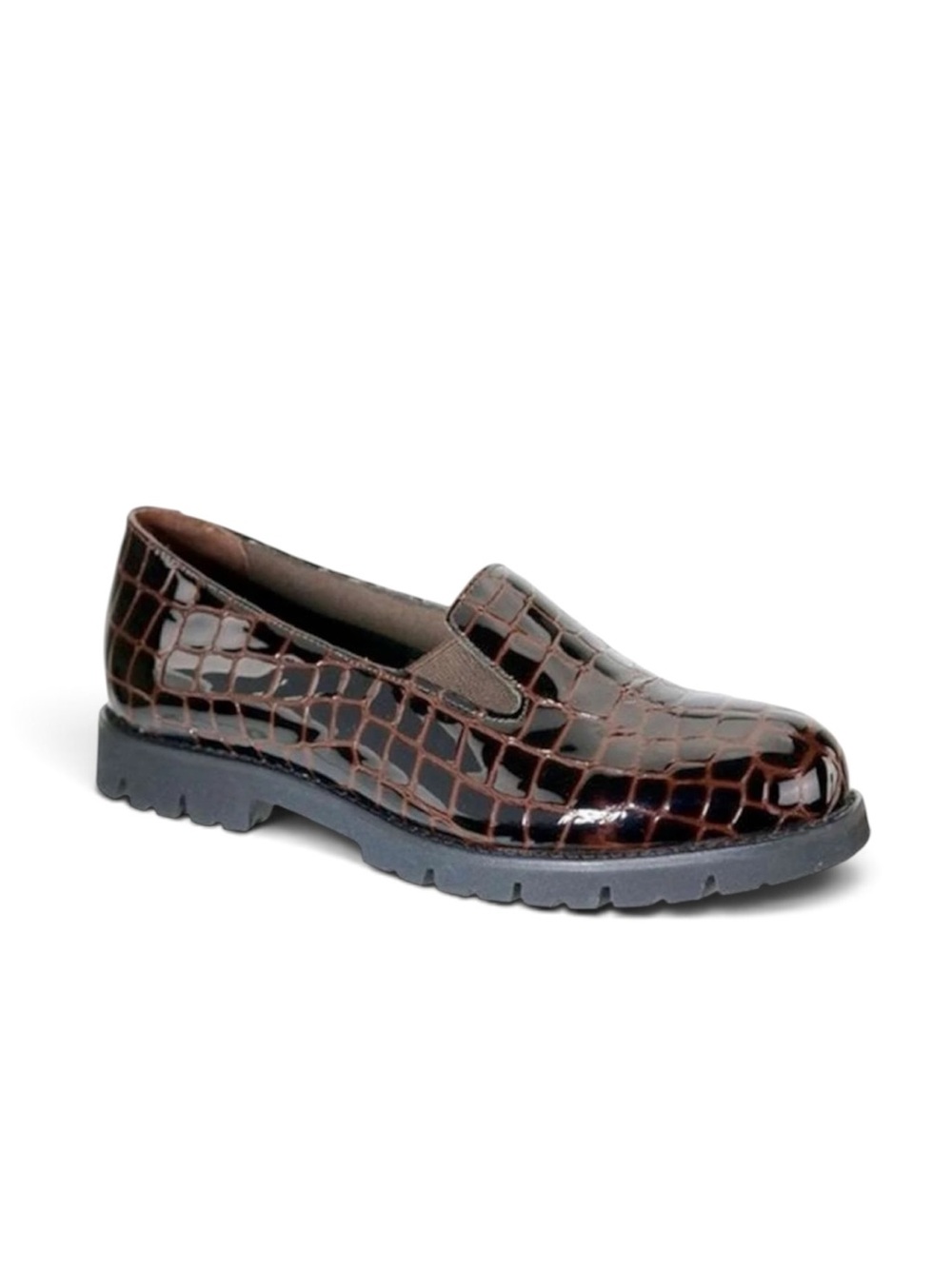 David Tate “Pearl” Patent Leather Croc Embossed Loafers In “Brown Croco” Sz 9